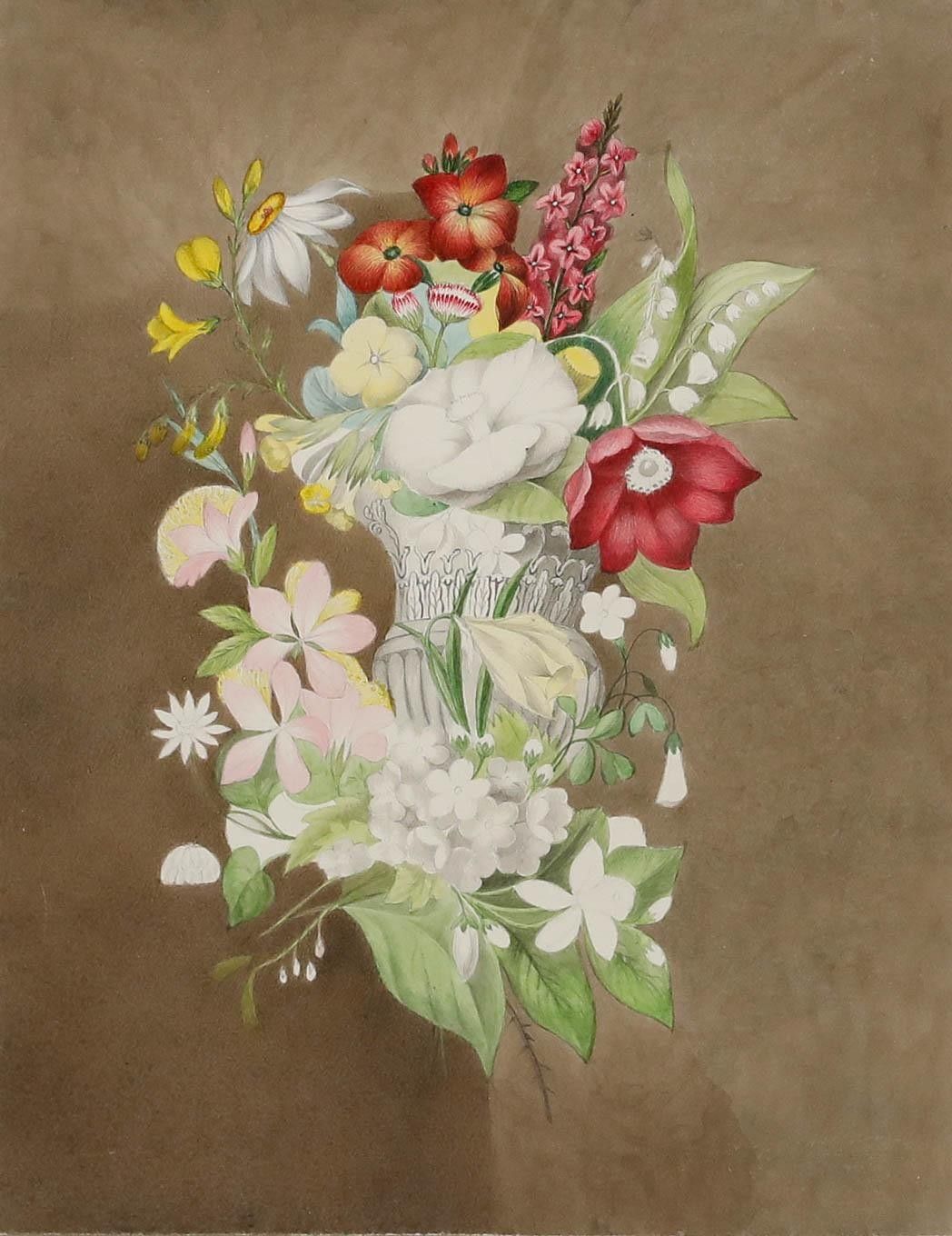 Sophia Katherine Charleton (1789 1844) Watercolour, A Spring Bloom photo furniture