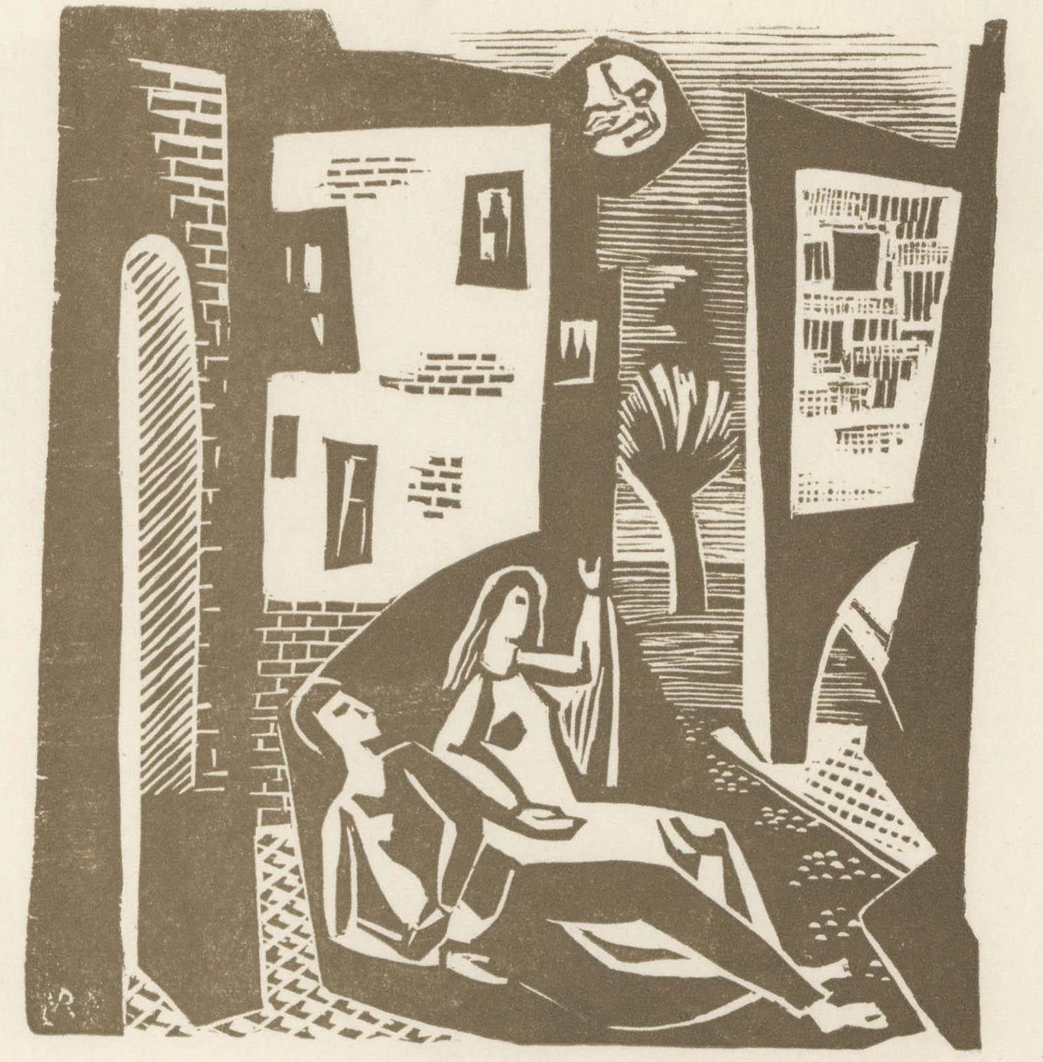 Victor Rebuffo (1903 1983) Mid 20th Century Woodcut, Estudio De Las Estrellas photo furniture