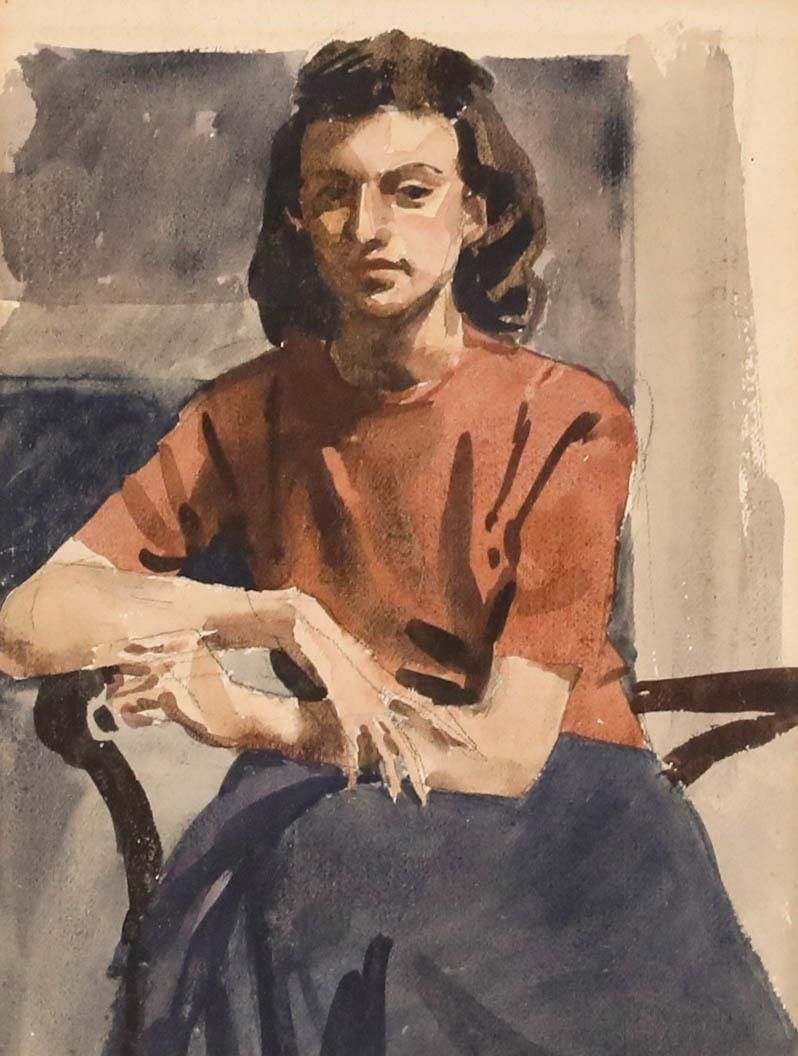 Nicholas Solovioff (1927 1994) 1949 Watercolour, Portrait Of Cecil photo furniture