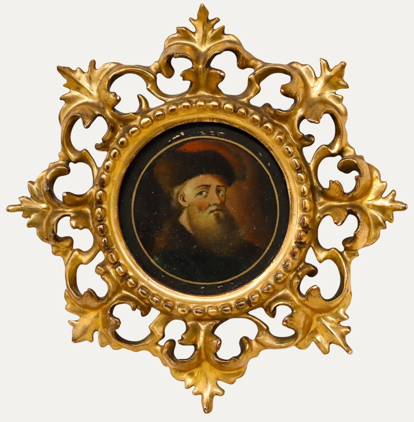 Miniature 19th Century Oil A Bearded Clerk