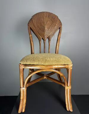 photo furniture Set Of 10 Pencil Reed Rattan Bamboo Palm Leaf Dining Chairs, Vivai Del Sud