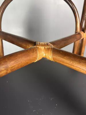 photo vintage Set Of 10 Pencil Reed Rattan Bamboo Palm Leaf Dining Chairs, Vivai Del Sud