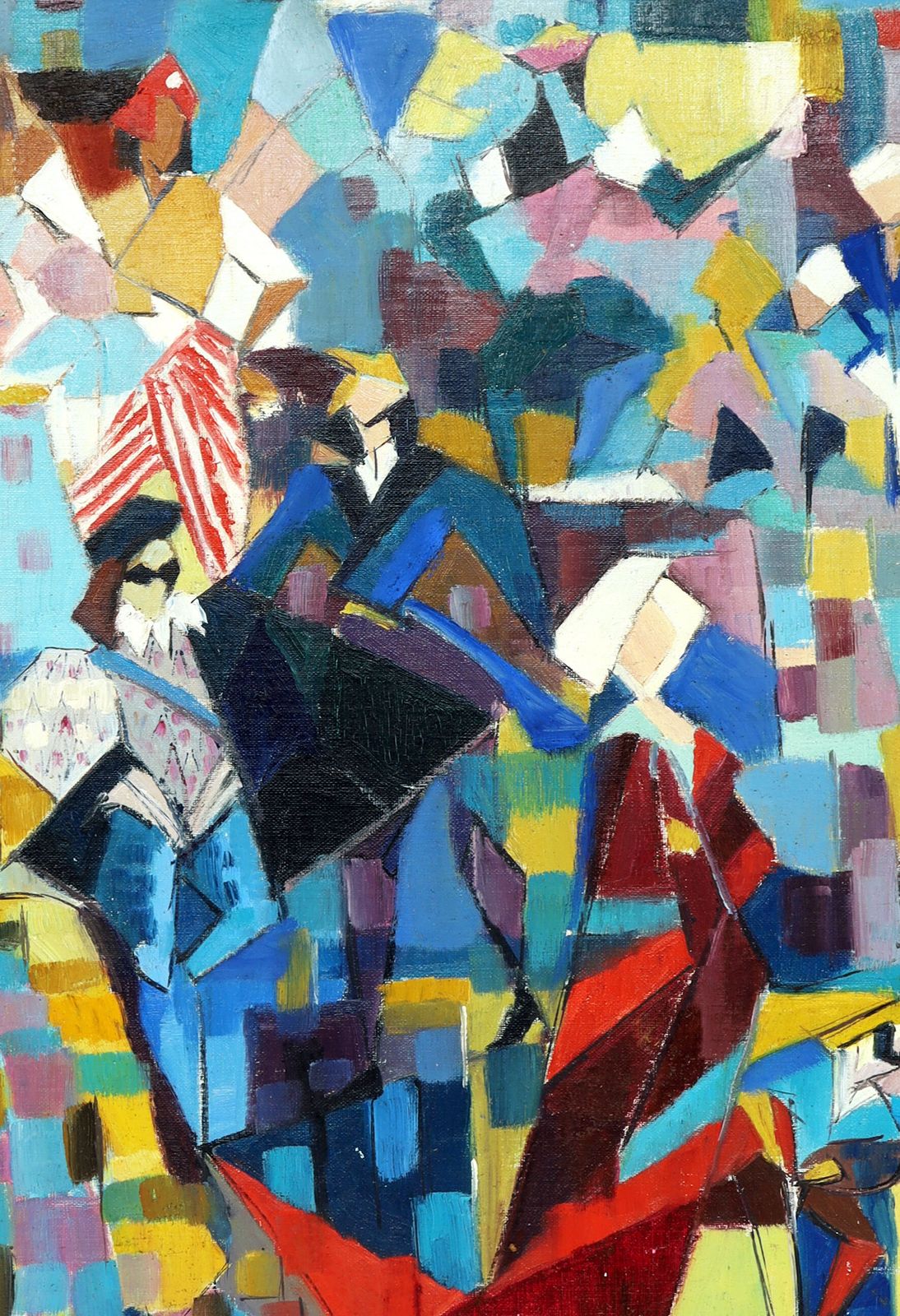 Abstract Oil Painting Titled 'Carnival' 1959 By French Artist Geneviève Liné Jagot (1920–2001) photo for sale