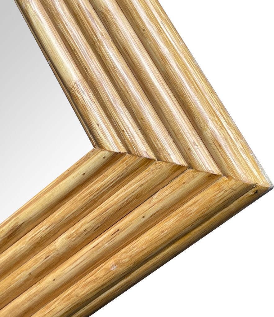 A Large 1970s Pencil Reed Bamboo Mirror In The Style Of Vivai Del Sud photo for sale