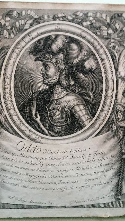 Etching 1700 "Oddone Di Savoy" Pierre Giffart Engraver Savoy Series photo for sale