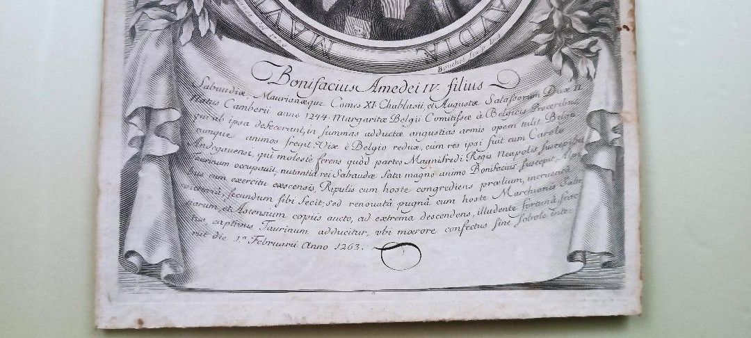 Etching 1700 "Boniface 1st Of Savoy" Pierre Giffart Engraver Savoy Series photo Art