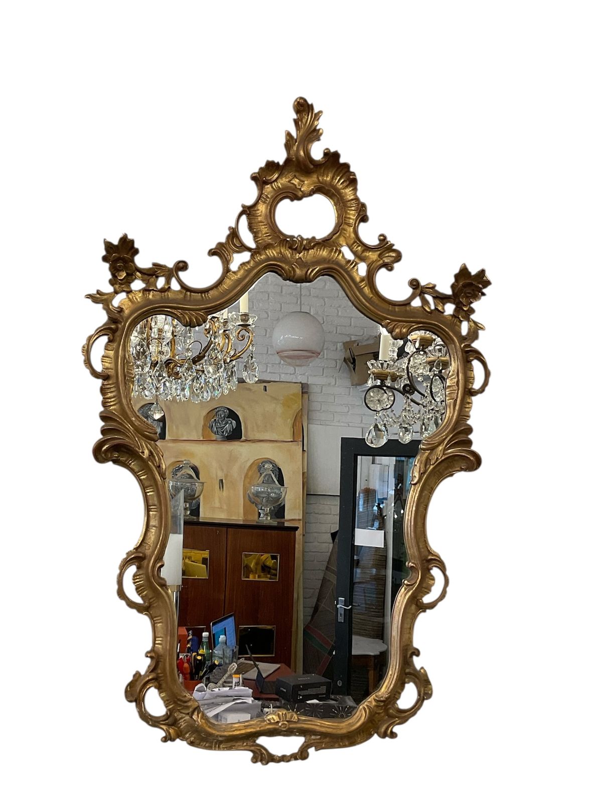 Italian Venetian 1930’s  Gold Wood Hand Carved Frame Mirror