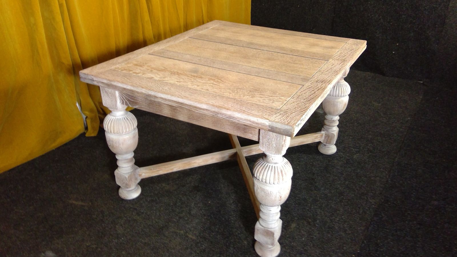 photo for sale A Large  Limed  Scrubbed Oak (Cerused)jacobean Style Refectory Draw Leaf Table Of Robust Construction