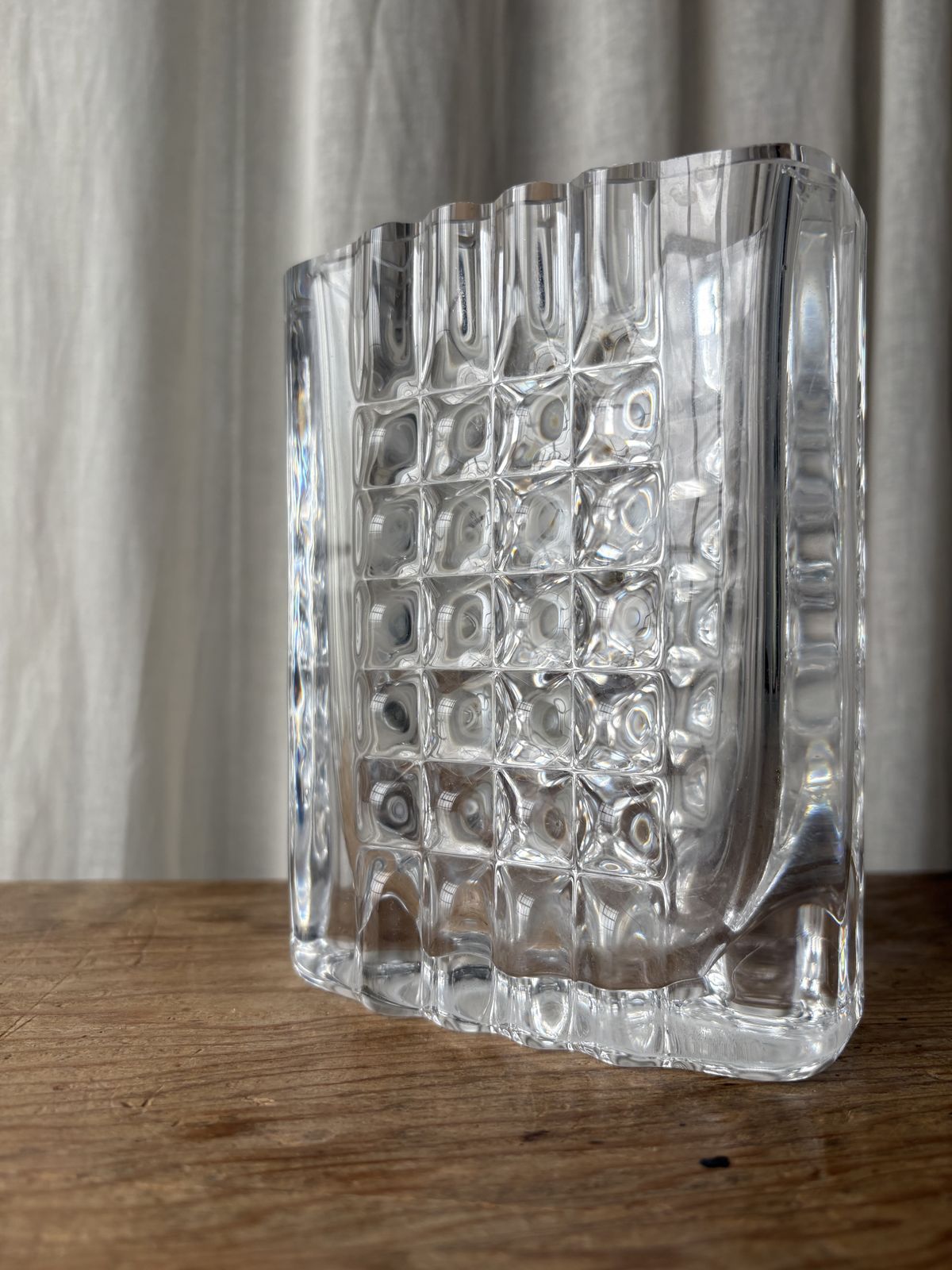 Brutalist Crystal Vase By Bengt Edenfalk For Royal Krona Sweden 1972 photo vinterior