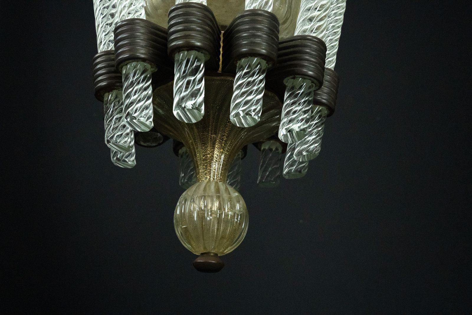 5850.0 Rare Art Deco Murano Glass Chandelier By Archimede Seguso, Italy, 1930s photo