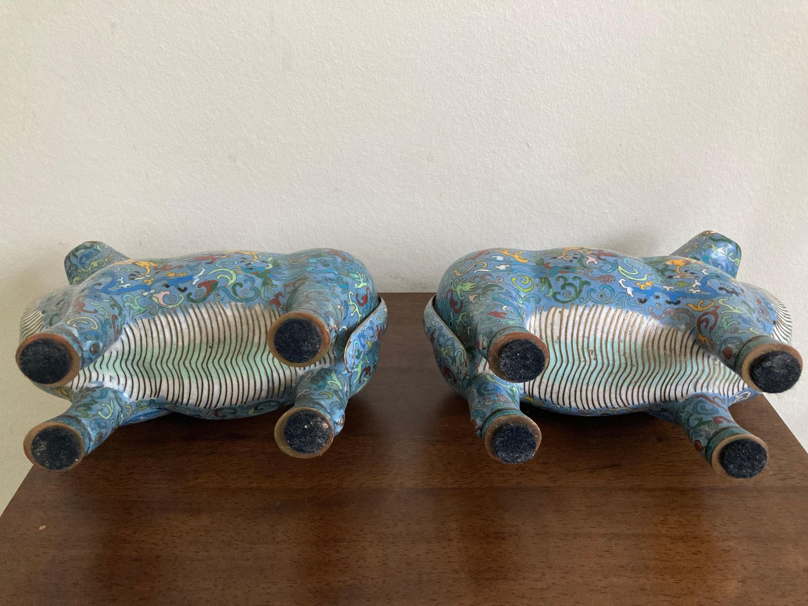 1180.0 Pair Of Chinese Cloisonné Llama Vases photo