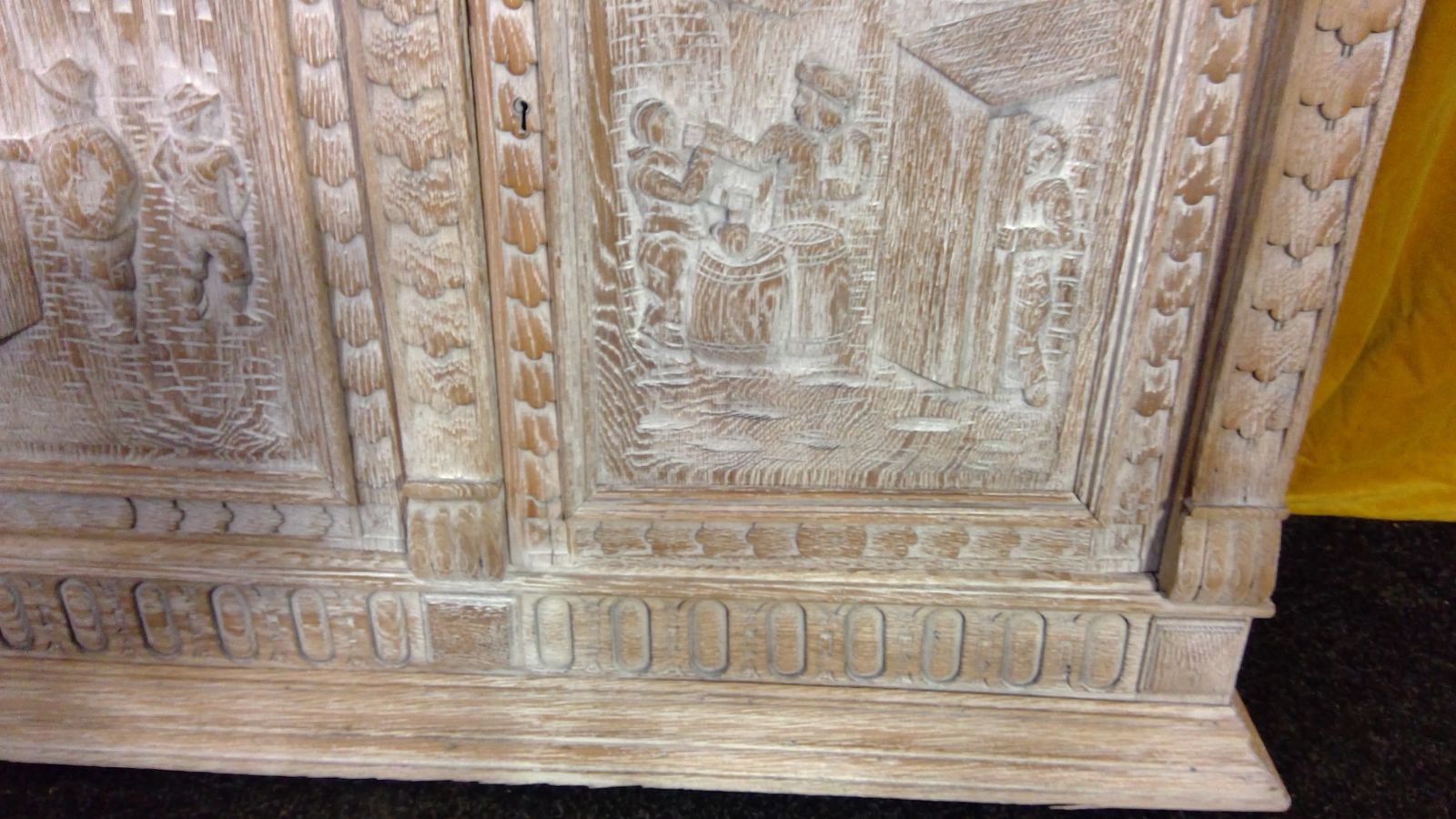 A Finely Carved Limed Oak(cerused) Impressive Sideboard,With Bruegel And Teniers Panels photo 800.0