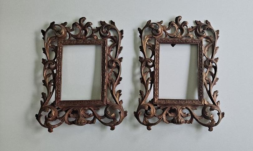 Pair Victorian Brass Easel Back Picture Frames, Absolutely Stunning
