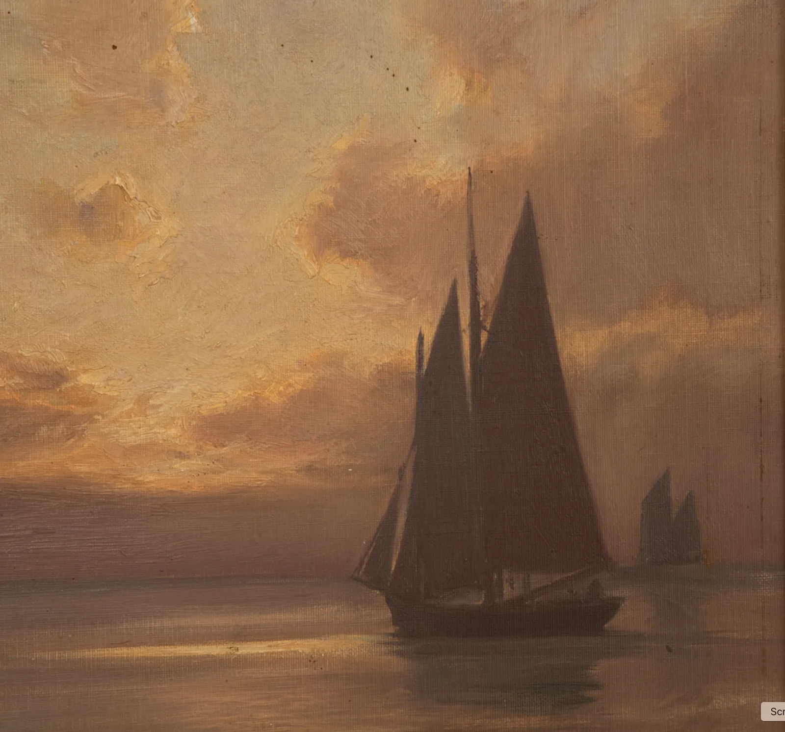 Franz Müller Gossen (1871 1946). Fishing Trawler At Sunset. photo Art