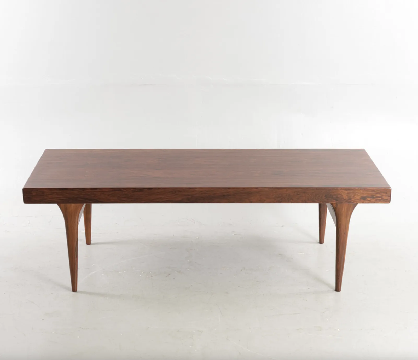 Rectangular Rosewood Coffee Table, Tapered Legs.   Johannes Andersenmanufactured At C. F. Christensen, Silkeborg, 1960s. photo for sale