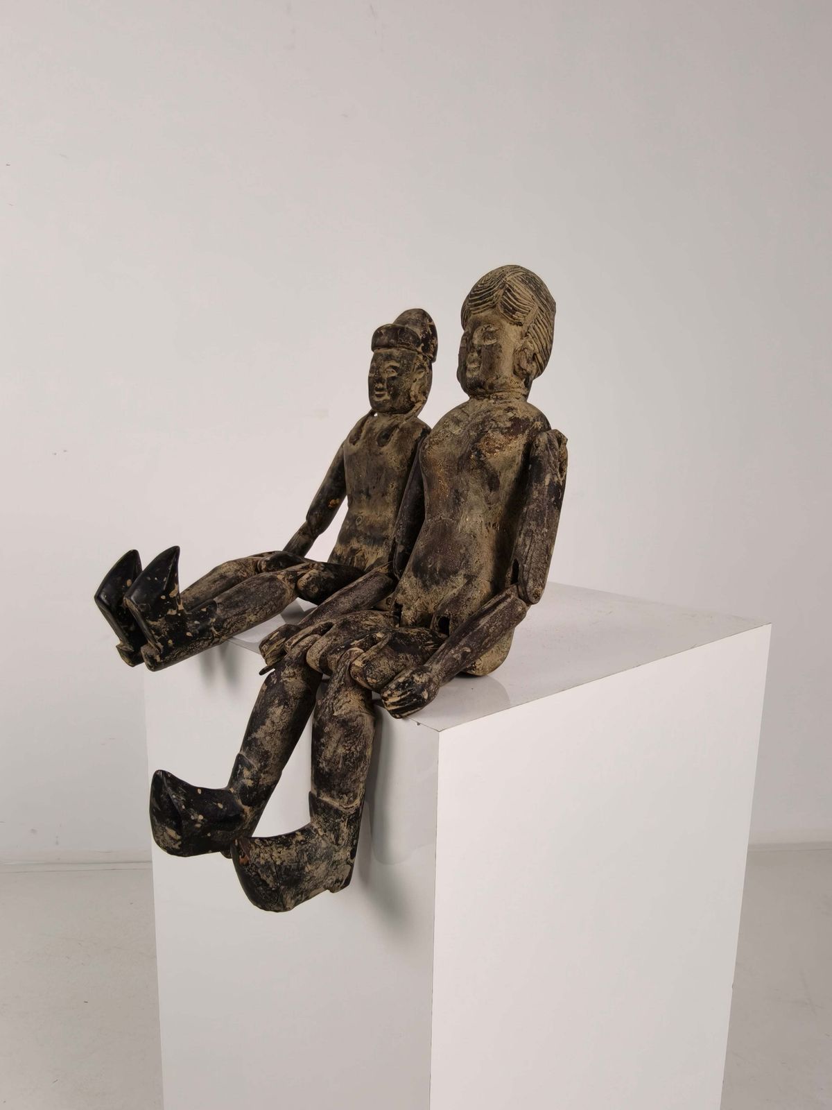 Antique Pair Of Chinese Wooden Fertility Dolls – Boy & Girl Figures photo buy