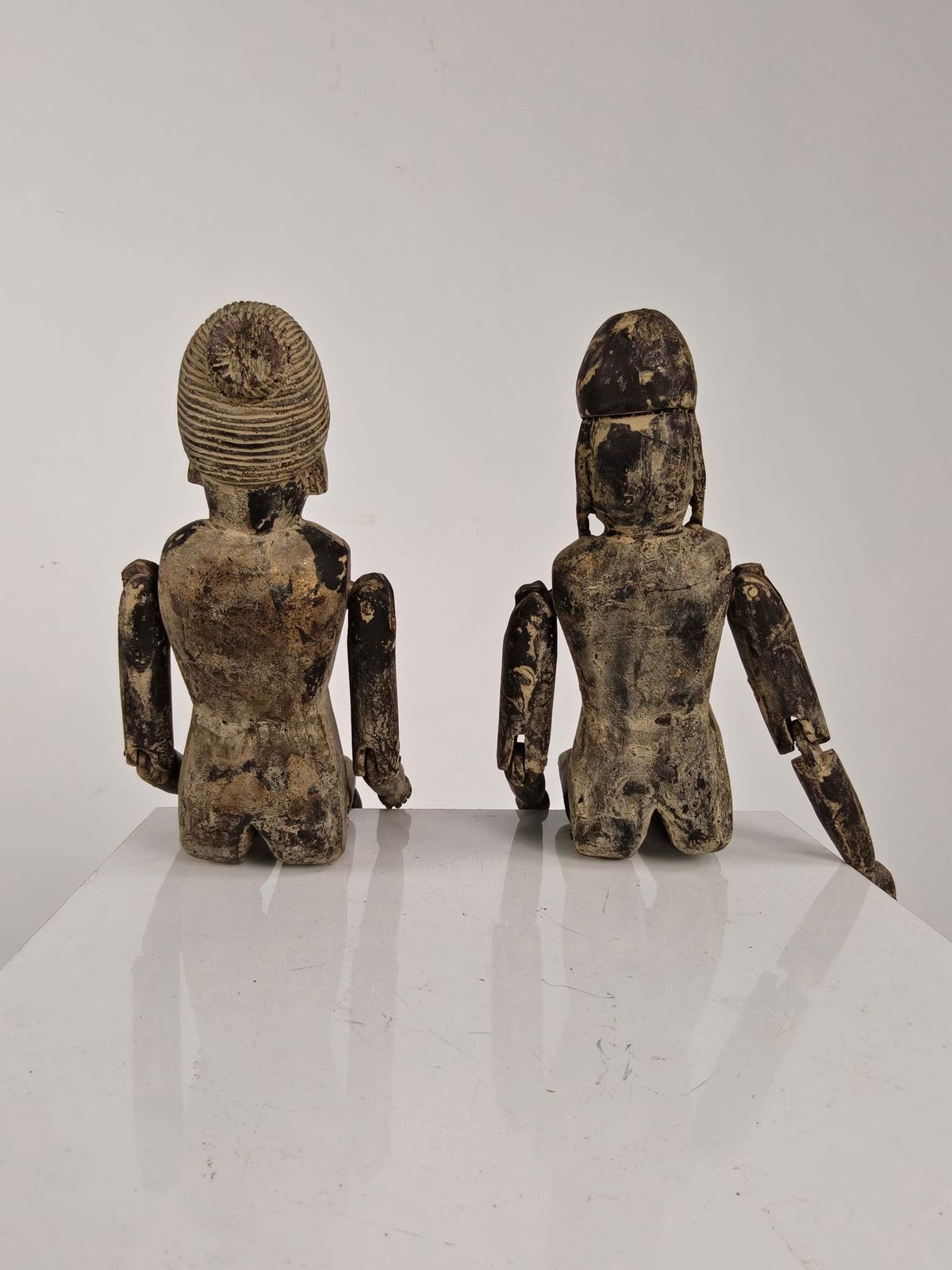 photo for sale Antique Pair Of Chinese Wooden Fertility Dolls – Boy & Girl Figures