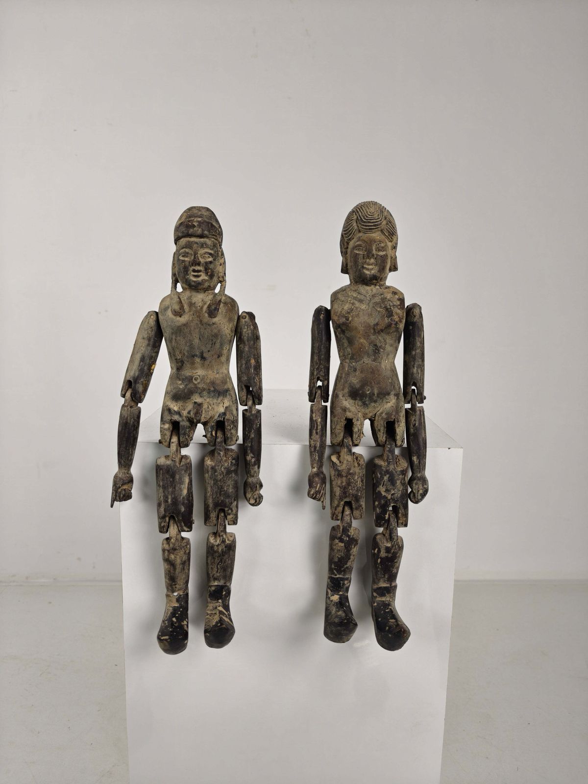 photo buy Antique Pair Of Chinese Wooden Fertility Dolls – Boy & Girl Figures