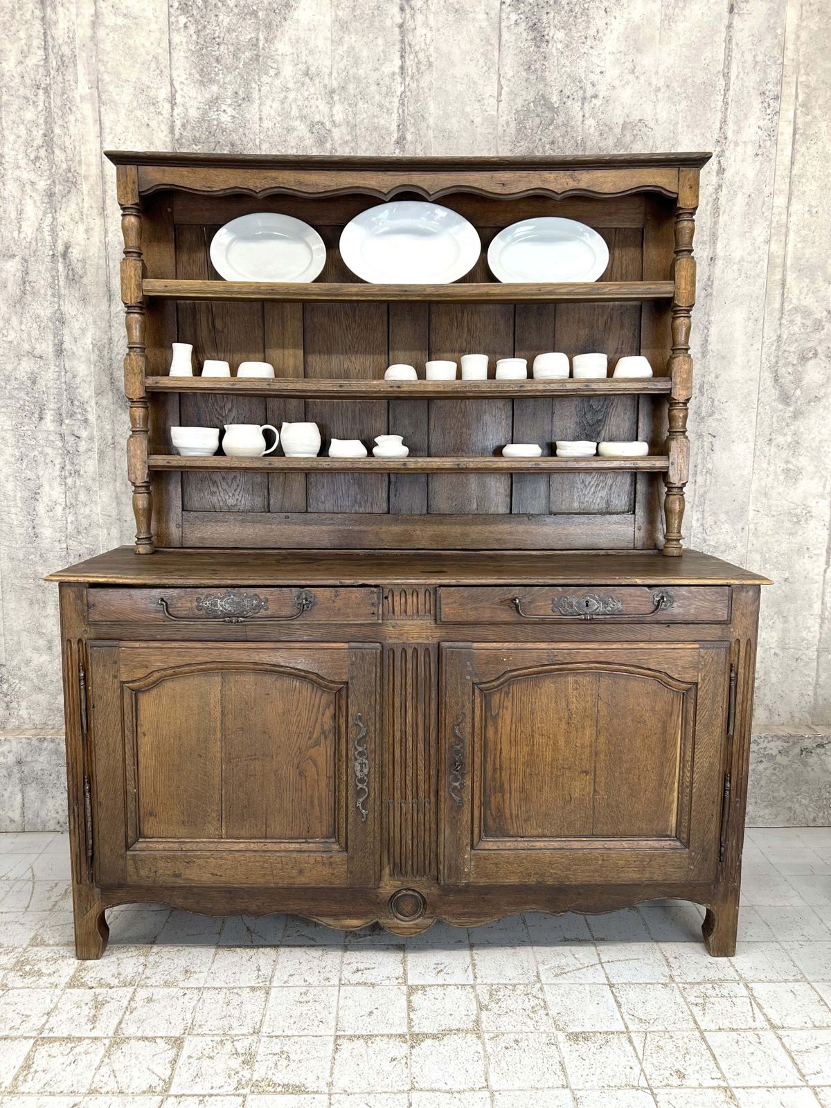 20th Century Oak Dresser Or Buffet Sideboard Cupboard