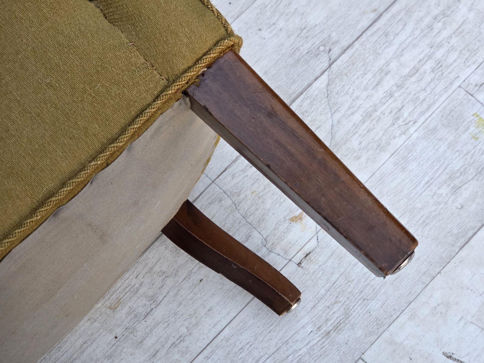 1960s, Pair Of Danish Armchairs, Green Furniture Wool, Ash Wood Legs. photo 1650.0