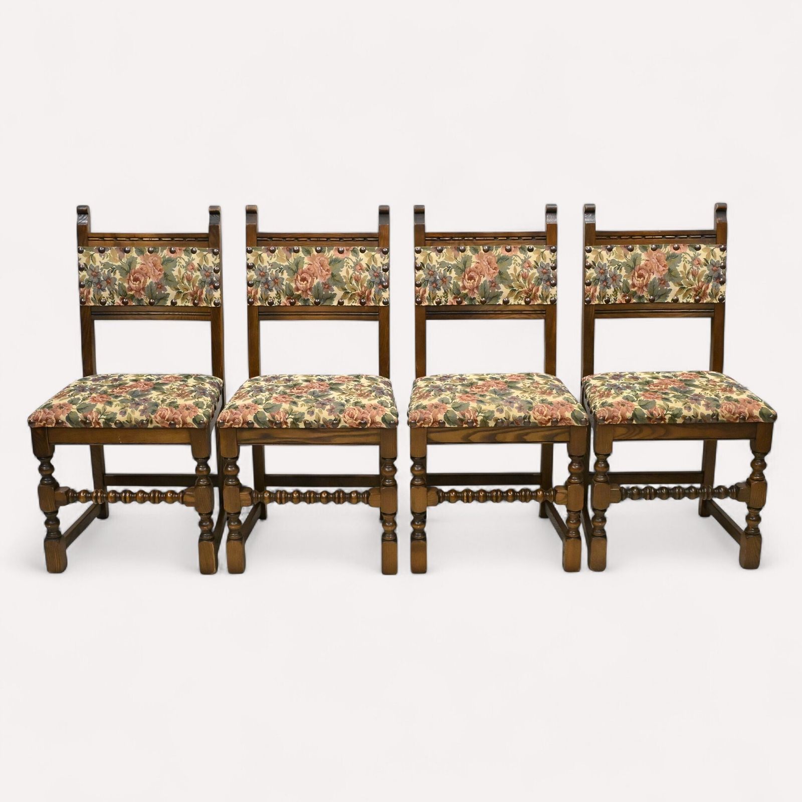 6 Old Charm Dining Chairs Light Oak Studded Upholstery Roxburgh Free Uk Delivery photo furniture