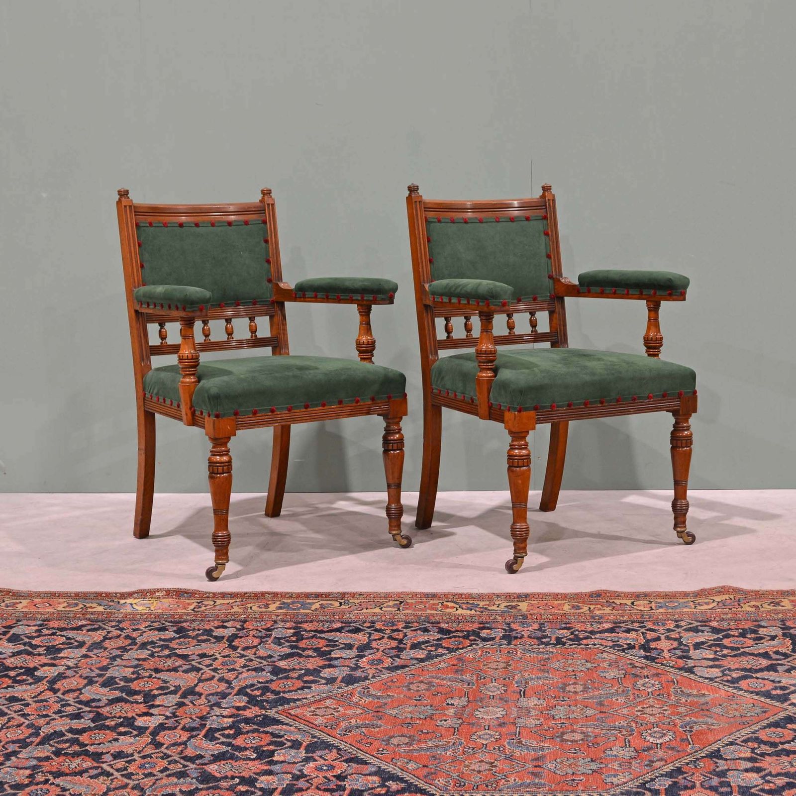 Scottish 19th Century Walnut Armchairs By J & T Scott, Edinburgh