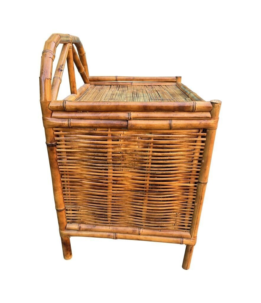 photo for sale A Pair Of Italian 1970s Tortoiseshell Bamboo Bedside Tables With Two Doors
