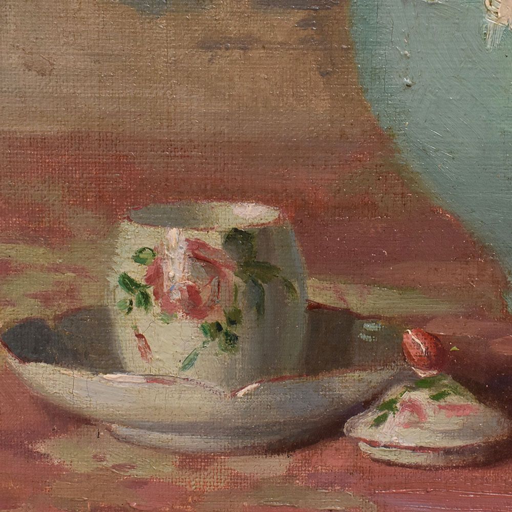 Art Nouveau Still Life Painting, Roses Flowers, Oil On Canvas, XX. (Qf699) photo buy
