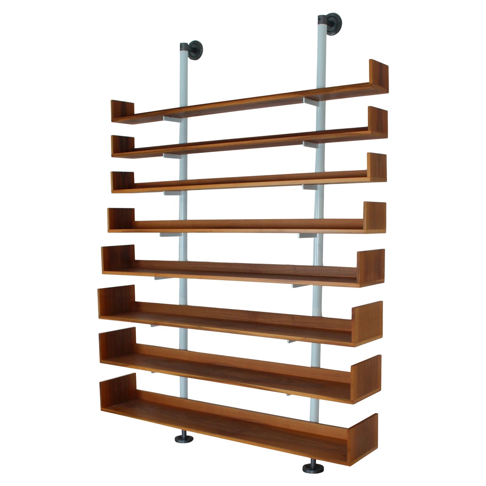 Bookcase Model 795 In Walnut And Steel By Carlo Scarpa For Bernini, Italy, 1980