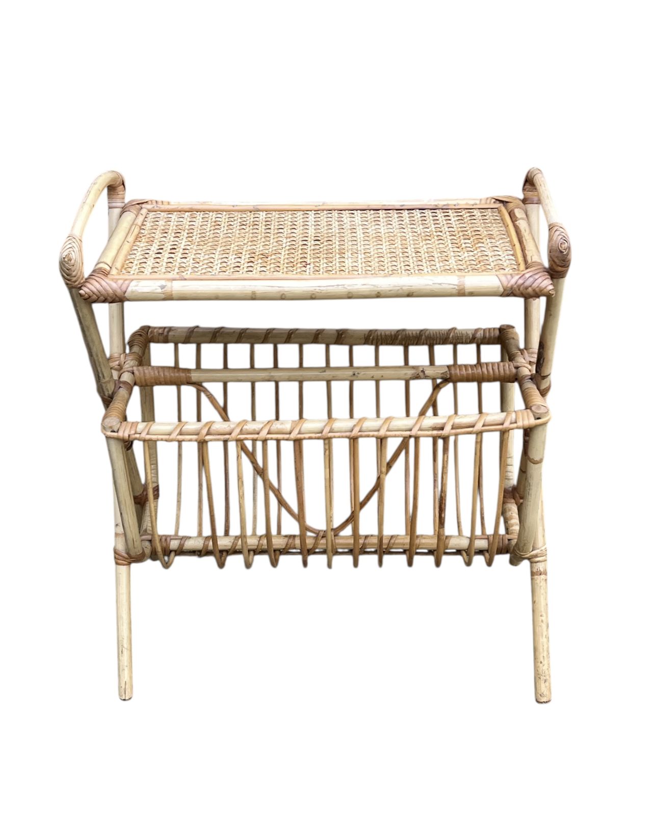 Mid Century Bamboo And Rattan Magazine Rack photo for sale