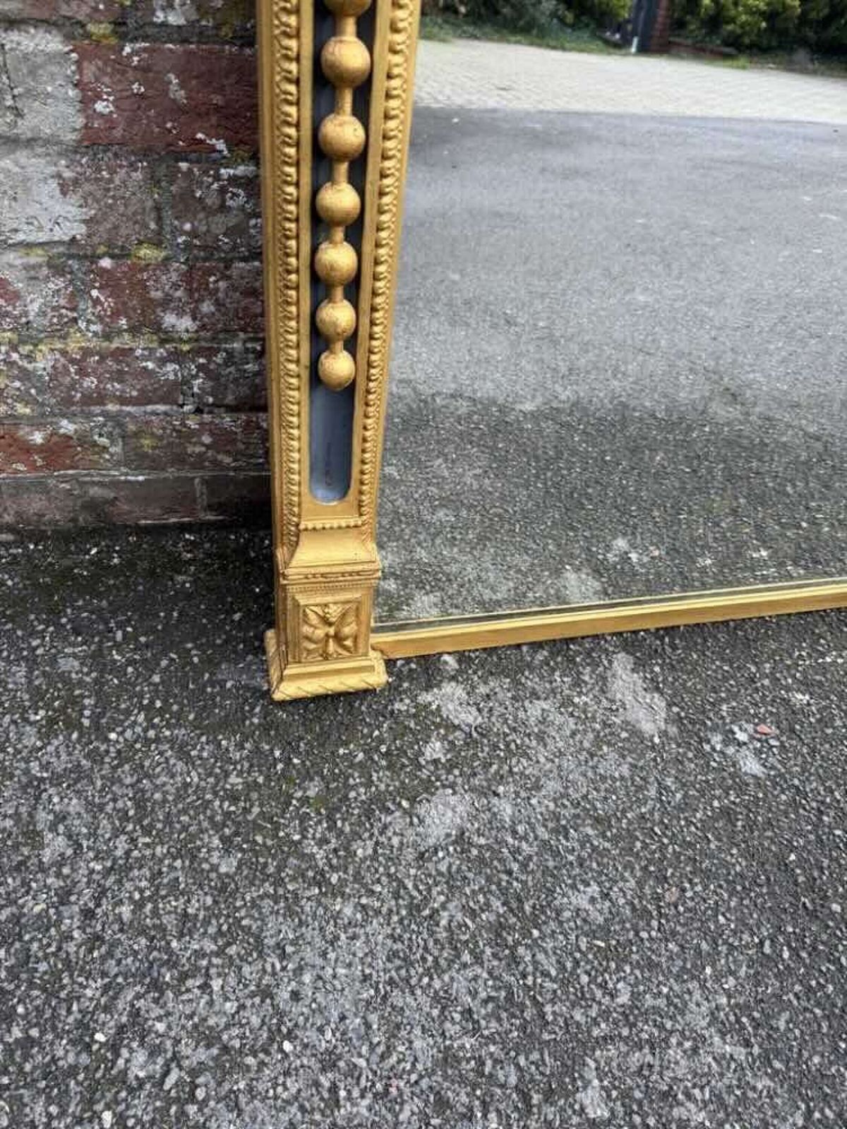 A Spectacular Large Antique English 19th Cgilt & Black Overmantle Mirror.T photo Home Decor
