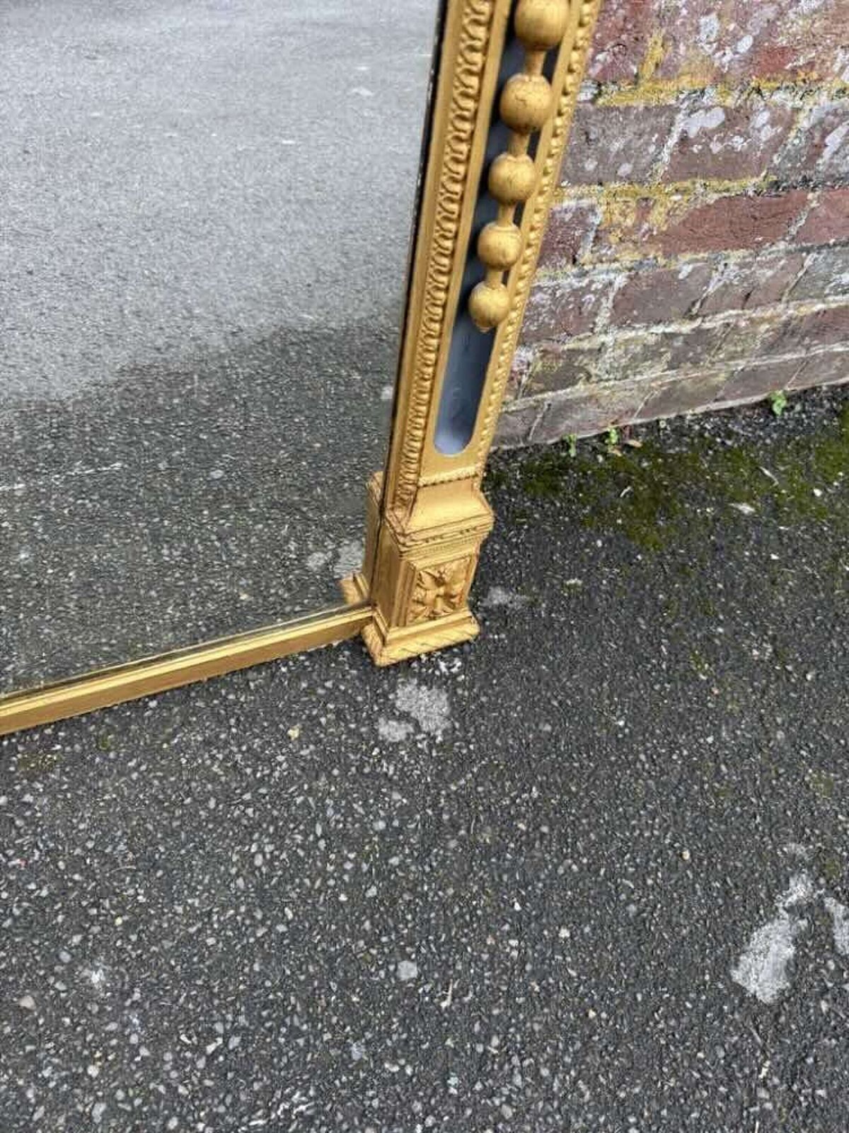 A Spectacular Large Antique English 19th Cgilt & Black Overmantle Mirror.T photo 2595.0