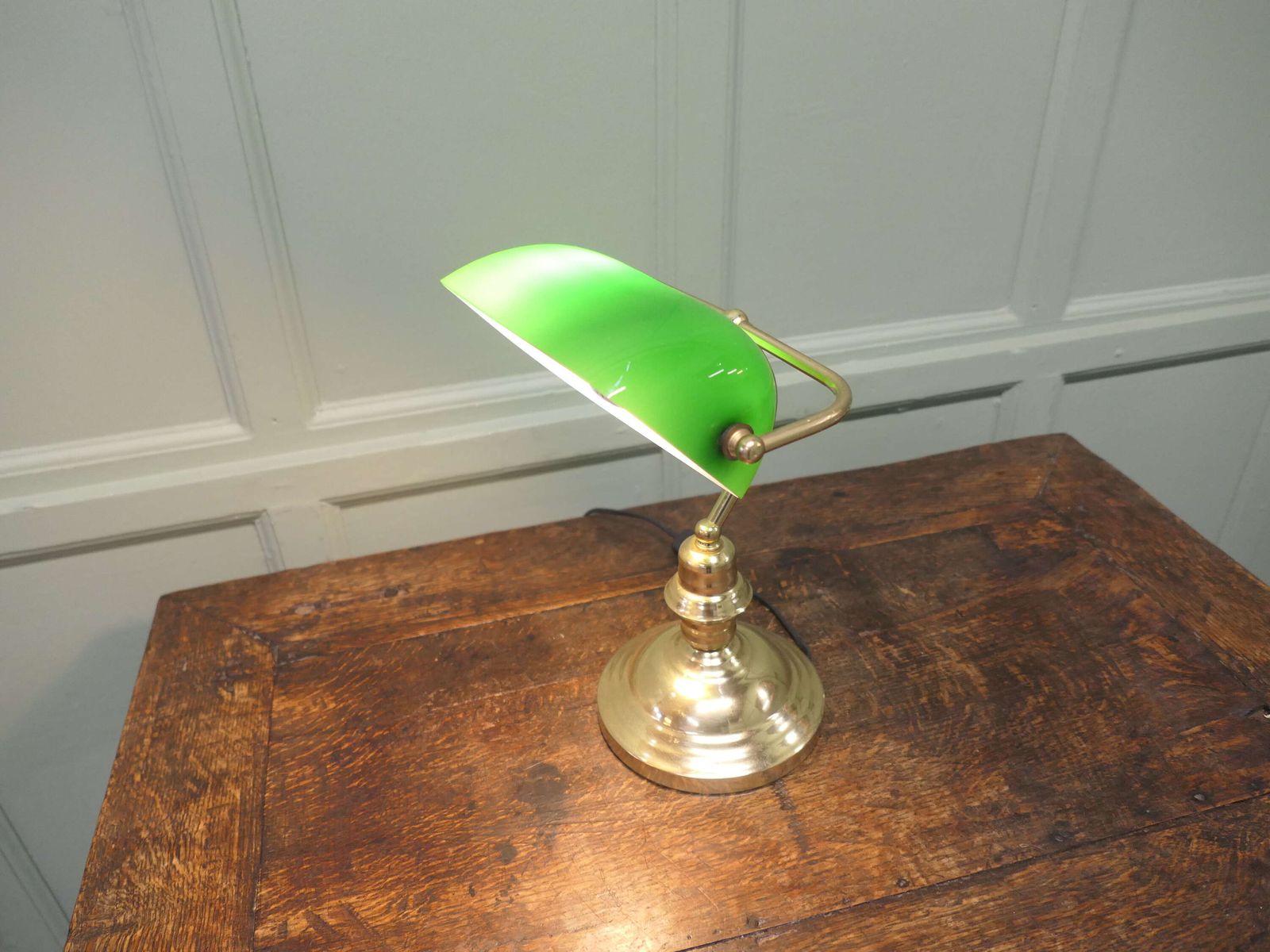 Brass And Green Glass Banker’s Desk Lamp photo buy