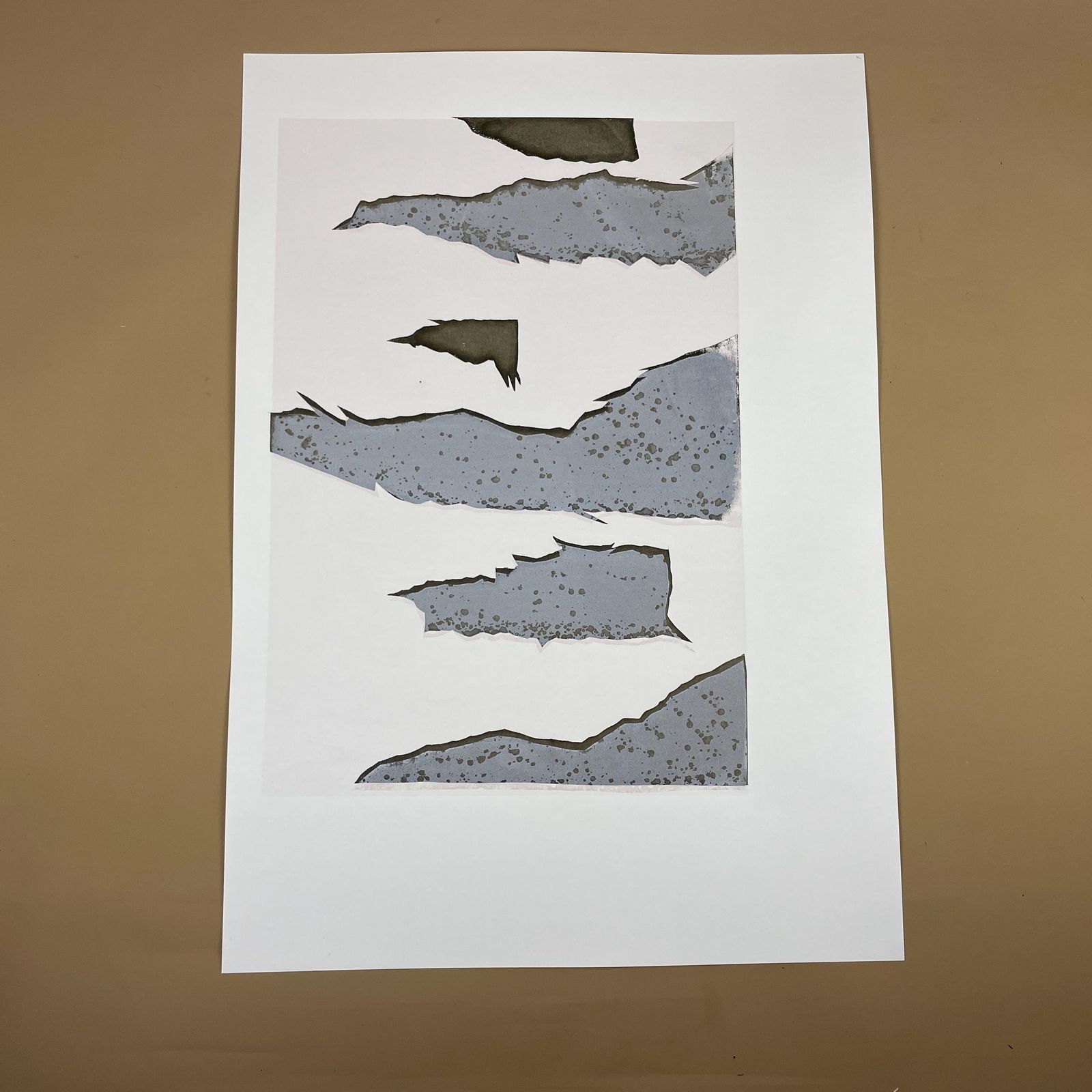Original Abstract Screen Print Series Picture Artwork Prints Art Card Painting Layers Handmade Wall Paper Natural Grey Black
