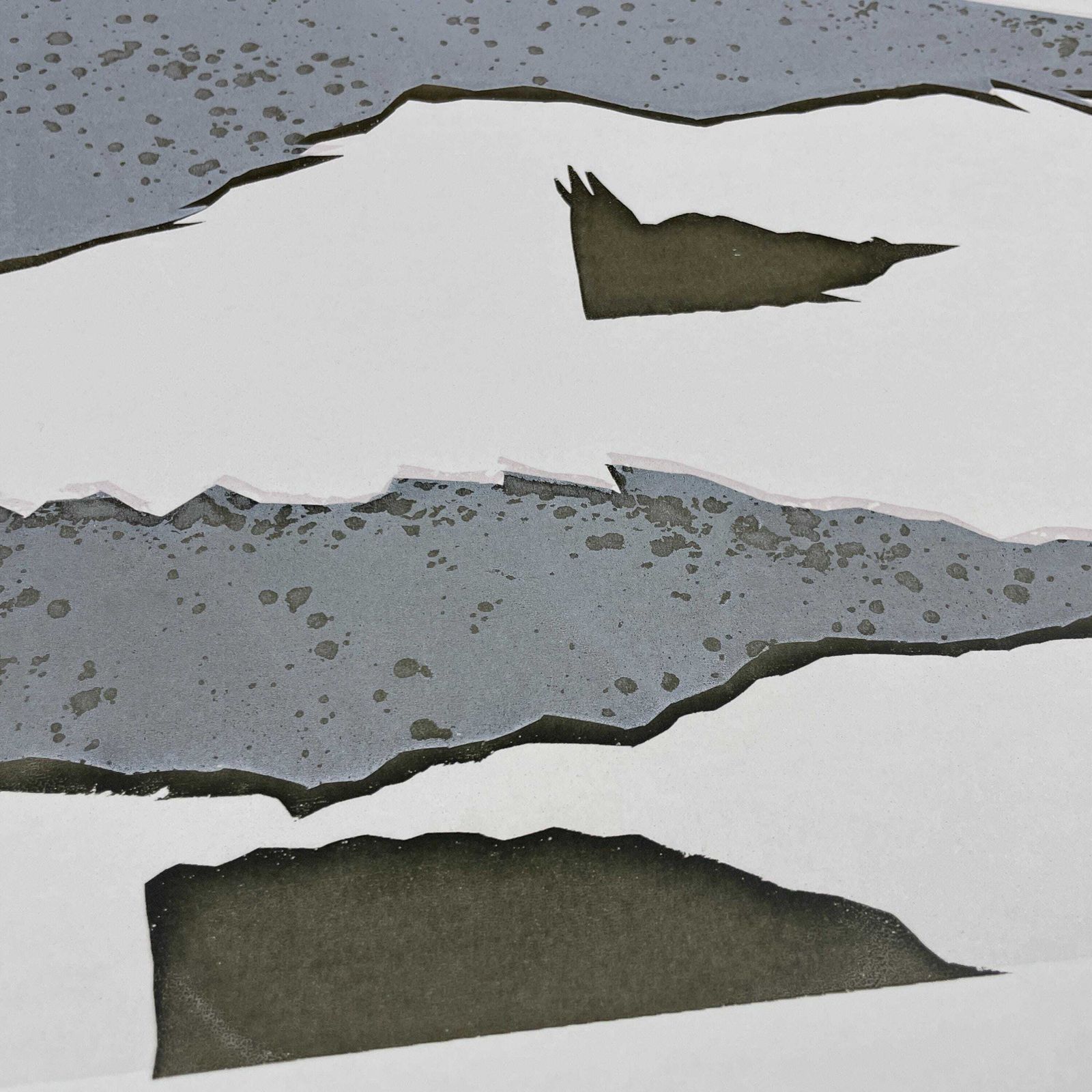 Original Abstract Screen Print Series Picture Artwork Prints Art Card Painting Layers Handmade Wall Paper Natural Grey Black photo for sale