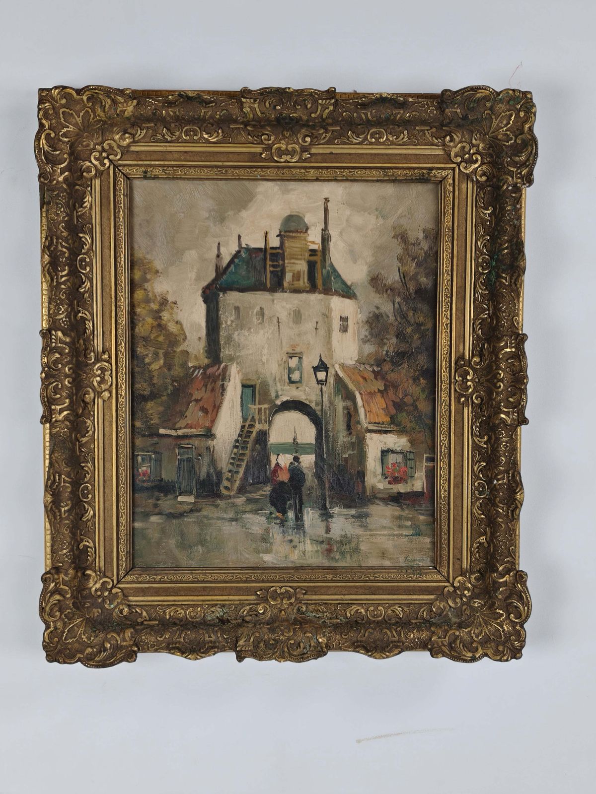 19th Century Oil Painting – City Gate Of Harderwijk, The Netherlands photo furniture