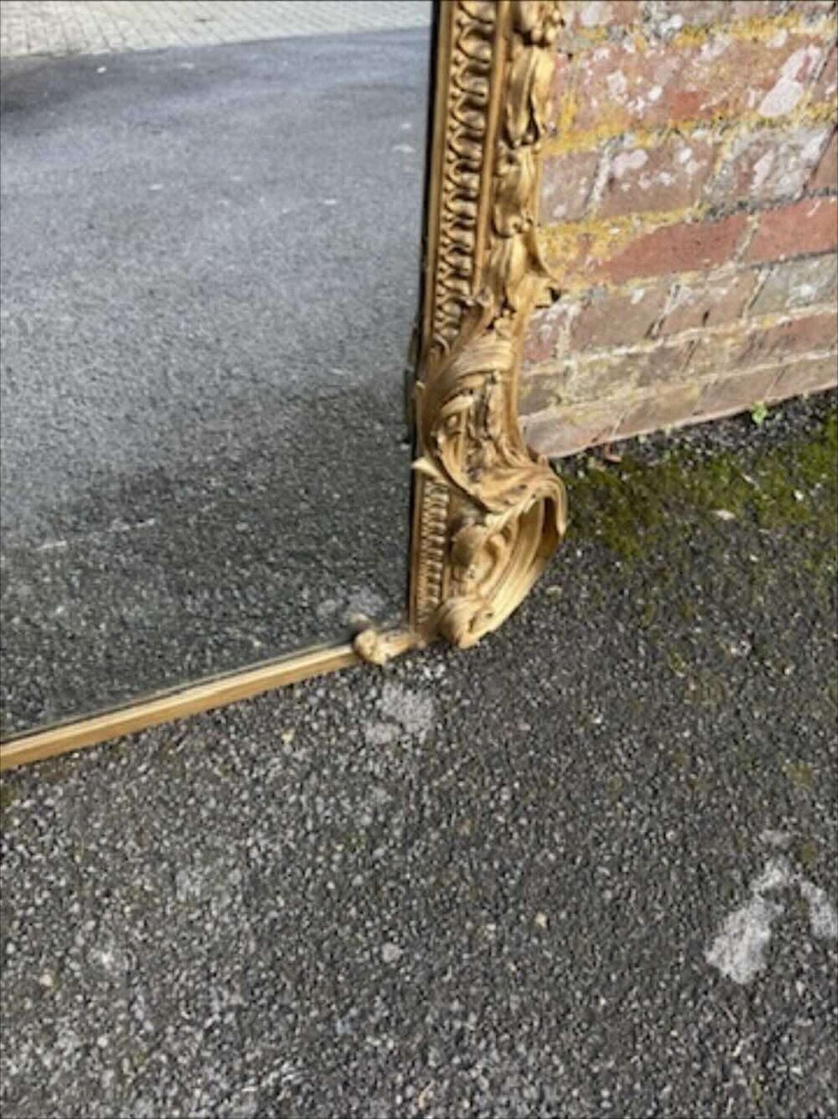 An Exceptional Large Antique English 19th C Gilt Ornate Shaped Top Mirror. photo 2995.0