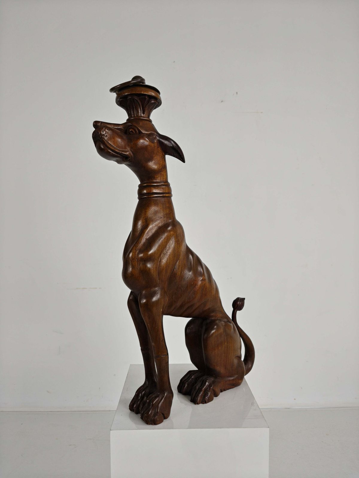 Hand Carved Wooden Greyhound Statue  20th Century photo 508.0