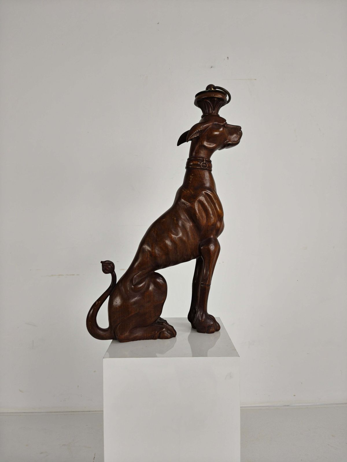 Hand Carved Wooden Greyhound Statue  20th Century photo vintage