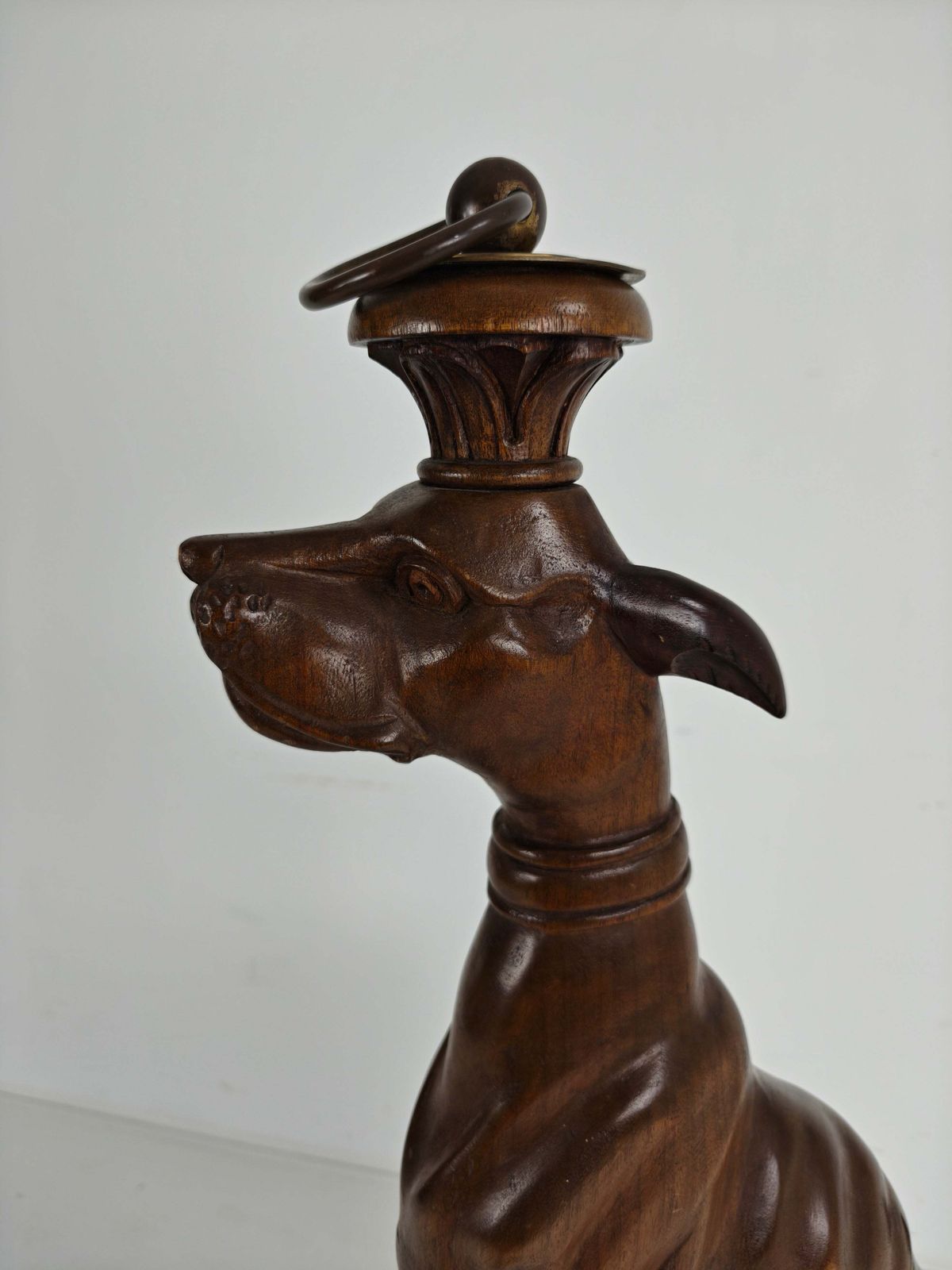 photo buy Hand Carved Wooden Greyhound Statue  20th Century