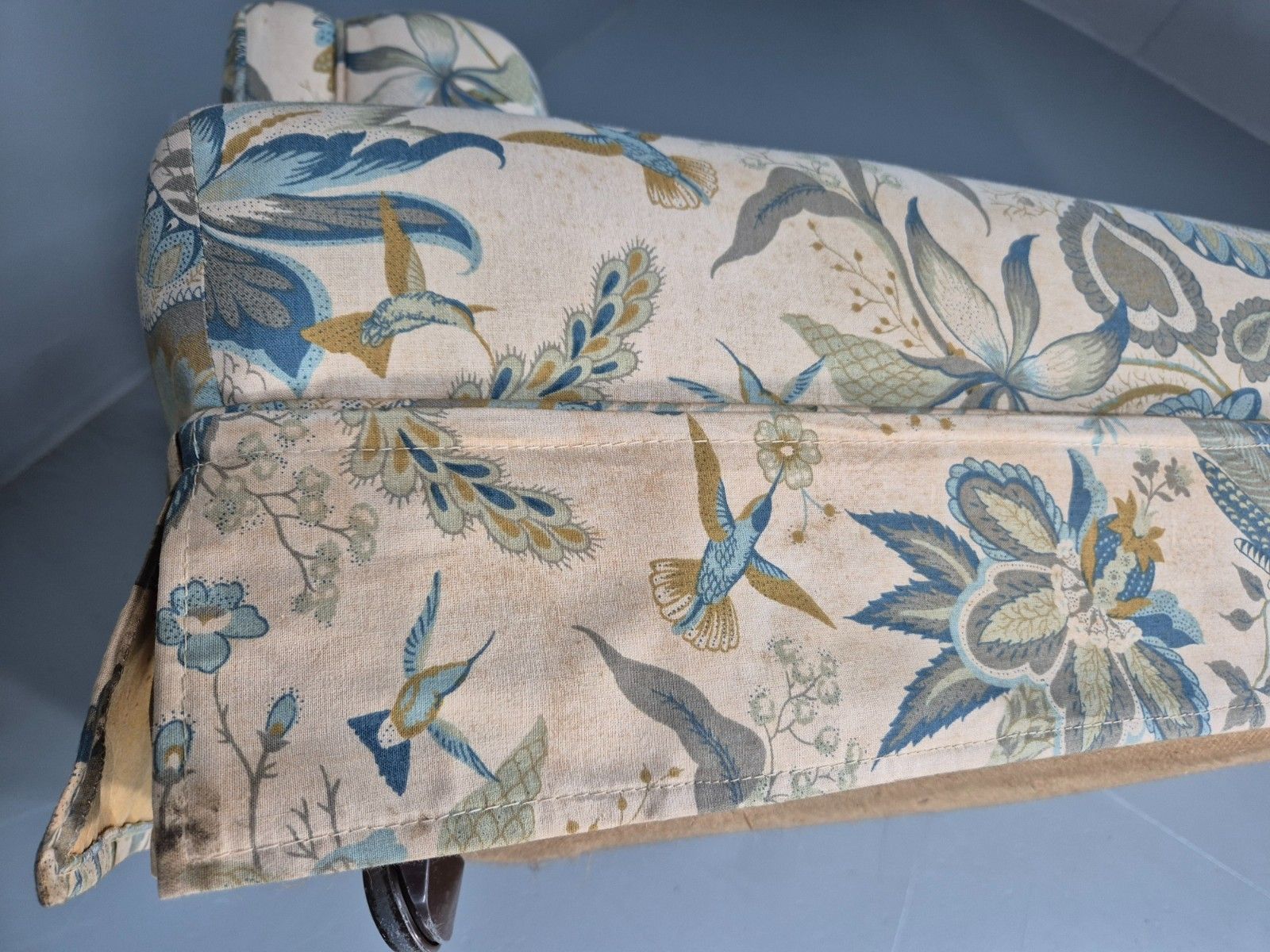 photo for sale Vintage 1960s Two Seater Settee Sanderson Suva Fabric New Cushions  Eb10460 M3ss