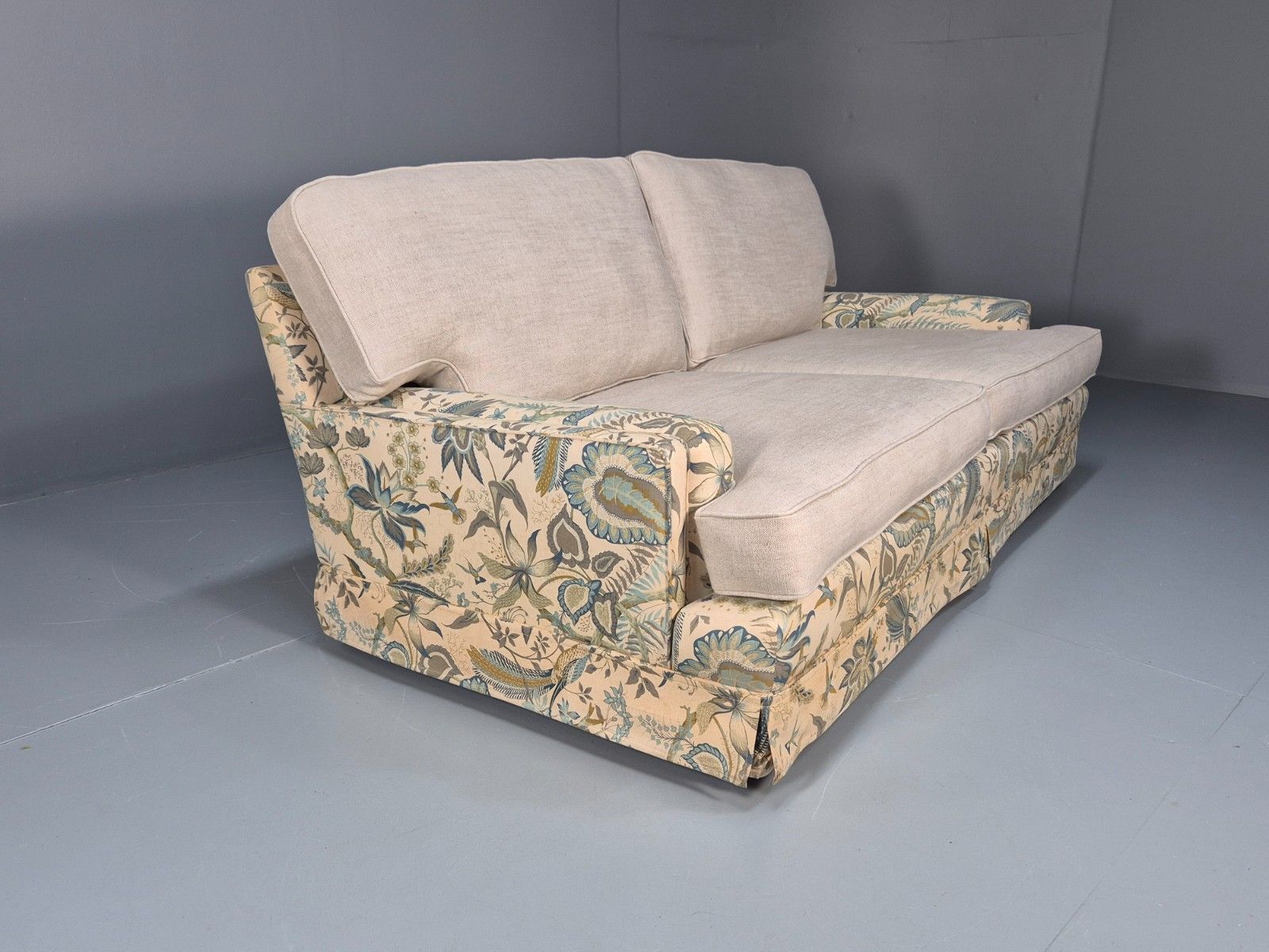 Furniture Vintage 1960s Two Seater Settee Sanderson Suva Fabric New Cushions  Eb10460 M3ss photo