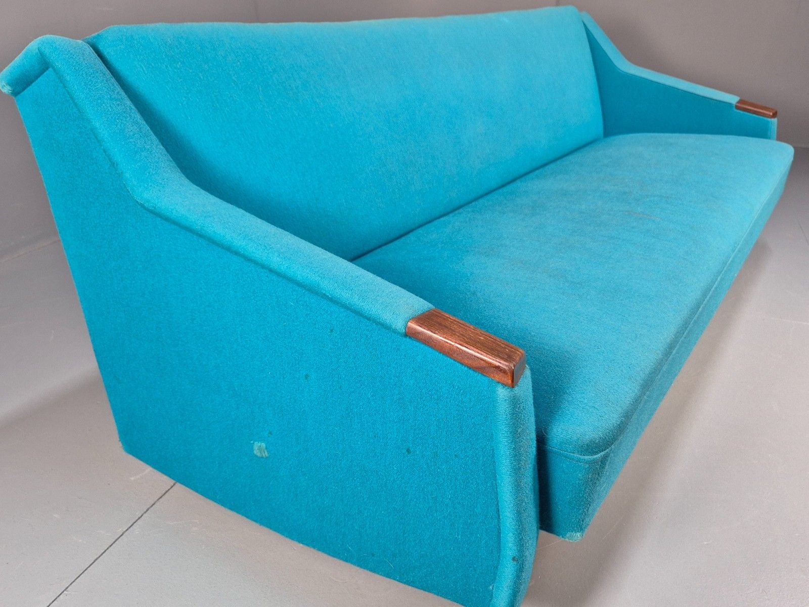 Vintage Danish 1960s Sofa Bed Blue Wool Upholstery Teak Paws Retro Eb10458 M3ss photo 450.0