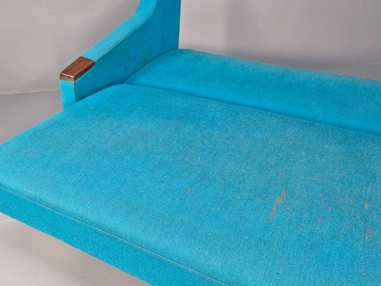 photo vinterior Vintage Danish 1960s Sofa Bed Blue Wool Upholstery Teak Paws Retro Eb10458 M3ss