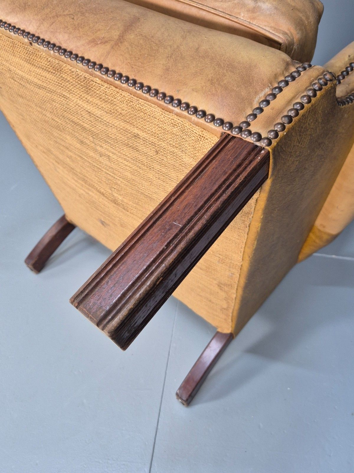 photo for sale Vintage Leather Wingback Lounge Chair Georgian Style 1970s Retro Eb10457 Vlea