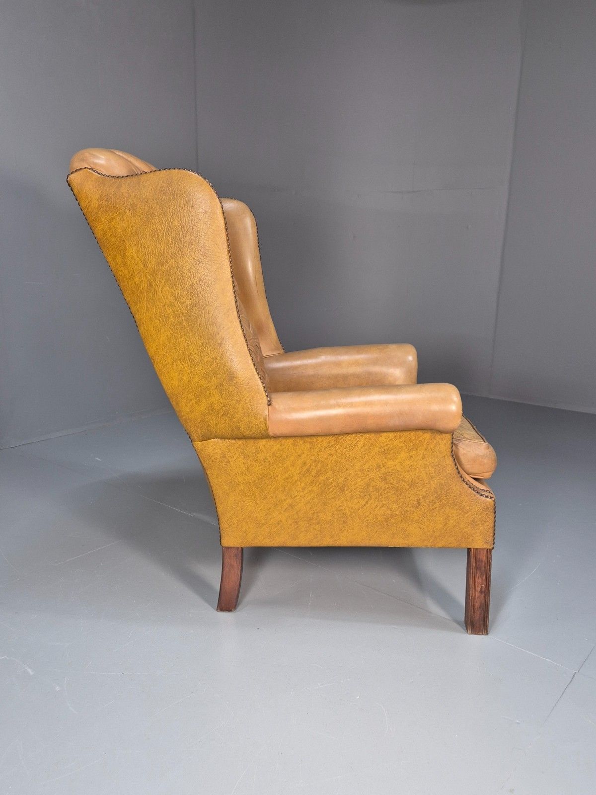 photo buy Vintage Leather Wingback Lounge Chair Georgian Style 1970s Retro Eb10457 Vlea