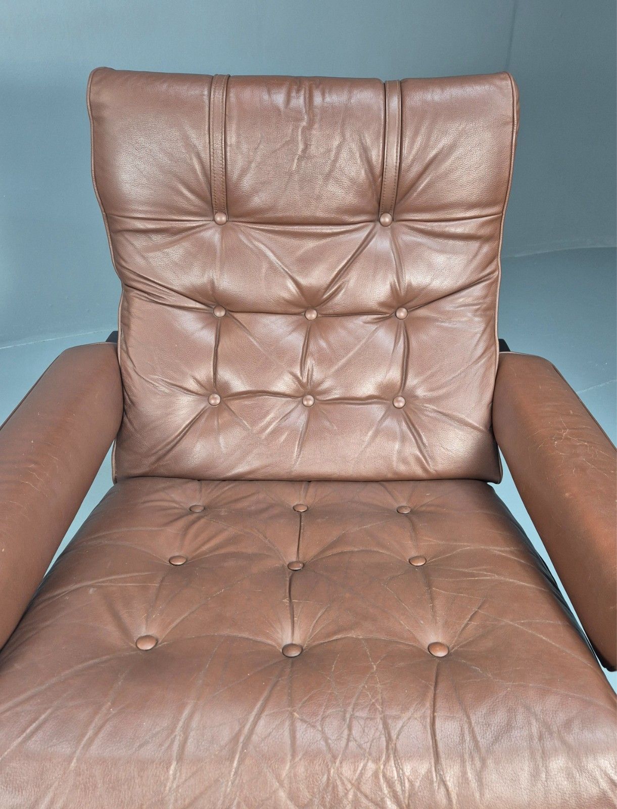 Vintage Danish Hardwood And Brown Leather Lounge Chair 1970s Retro Eb10322 Mnor photo 275.0