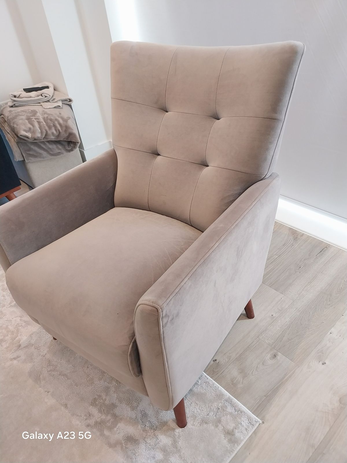 Mink Luxury Armchair   Rose Wood Legs photo 350.0
