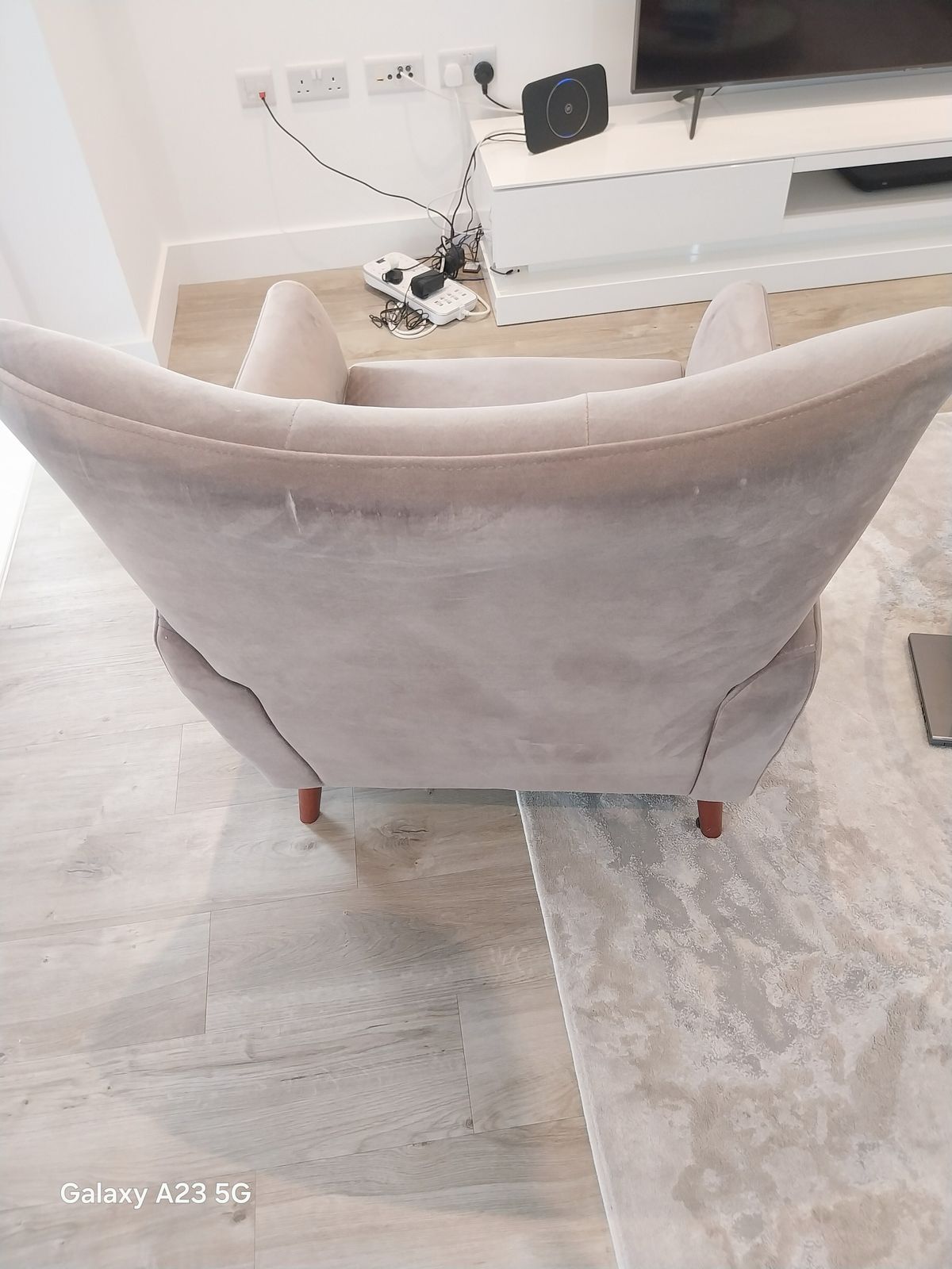 Mink Luxury Armchair   Rose Wood Legs photo vinterior