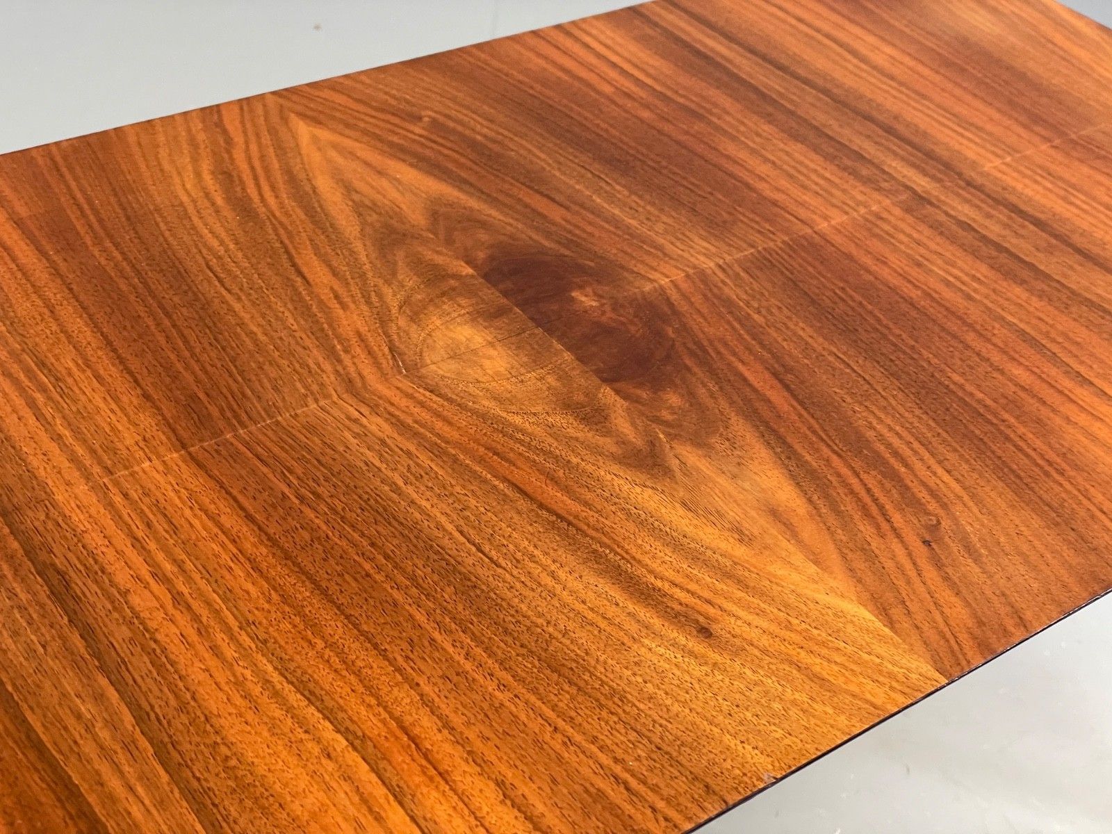 photo for sale Mid Century Walnut Plywood Coffee Table Black Legs 1960s Vintage Eb10239 Mwoo